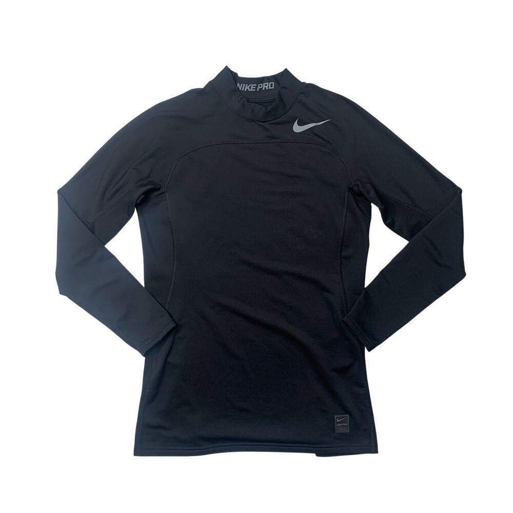 Nike Pro Shirt Mens L Large Black Hyperwarm Compression Outdoor Base Long Sleeve